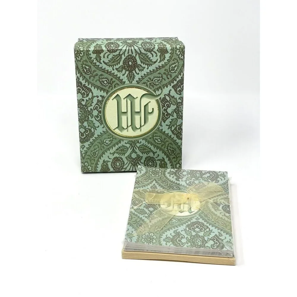 NEW Paula Scaletta Boxed Set Monogrammed Initial Notecards Letter M Blue Green
